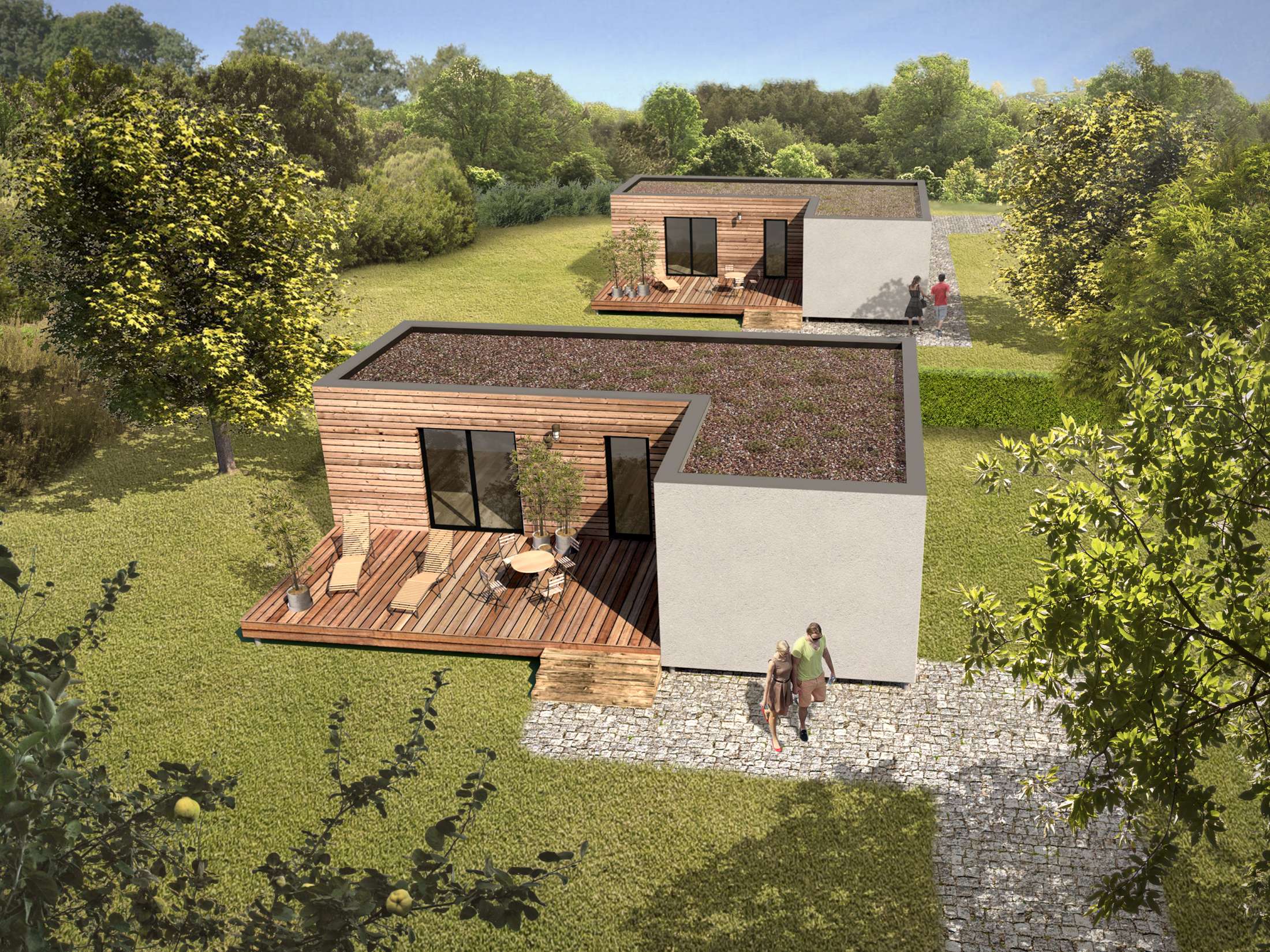 Vizualizace jednotlivých modulů - KŮLNA - modulární dřevostavby